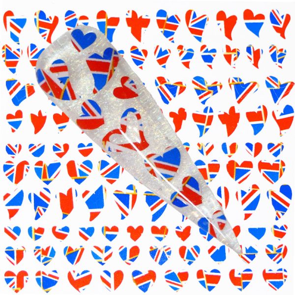 Union Jack Queens Jubilee Hearts Vinyl Stickers