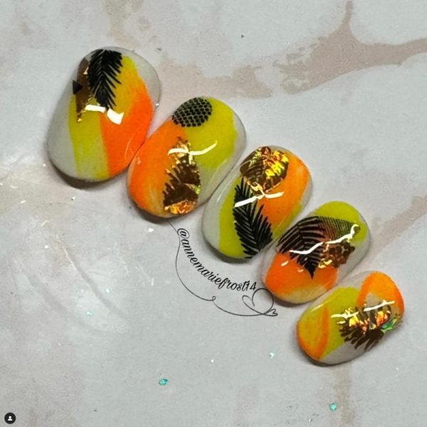 Summer Nail Art Stickers Foil Leaf Stickers Design 656 Black And Gold - Image 2