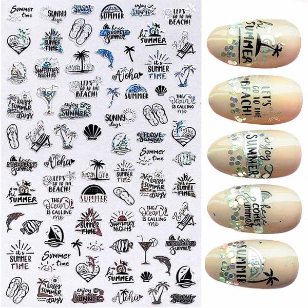 Summer Foil Stickers Design 657 Black And Silver