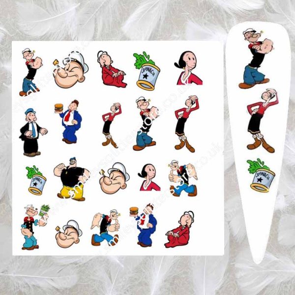 Cartoon Popeye and Olive Oyl Water Decals