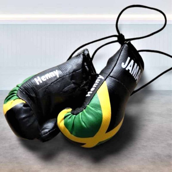 Personalised Jamaican Mini Boxing Gloves For Cars & Gifts Commemorative Boxing Jamaica Mini Boxing Gloves - Image 2