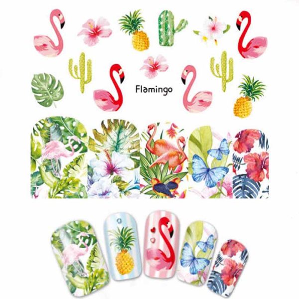 Flamingo Nail Water Decals Design 913