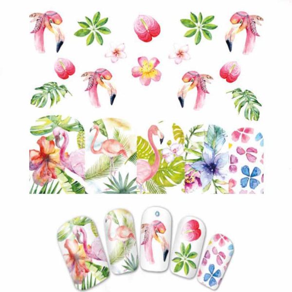 Flamingo Nail Water Decals Design 914