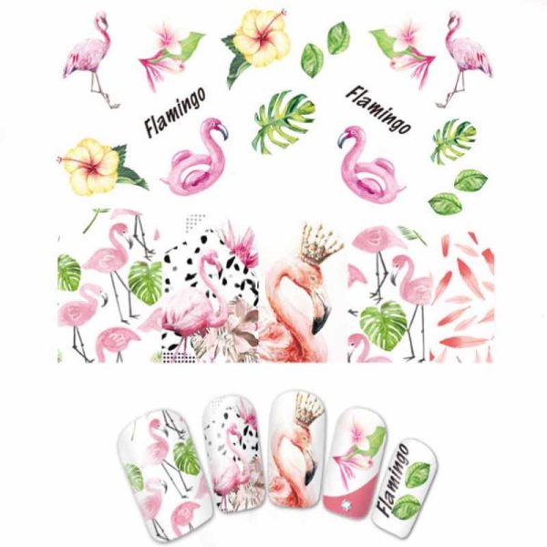 Flamingo Nail Water Decals Design 915