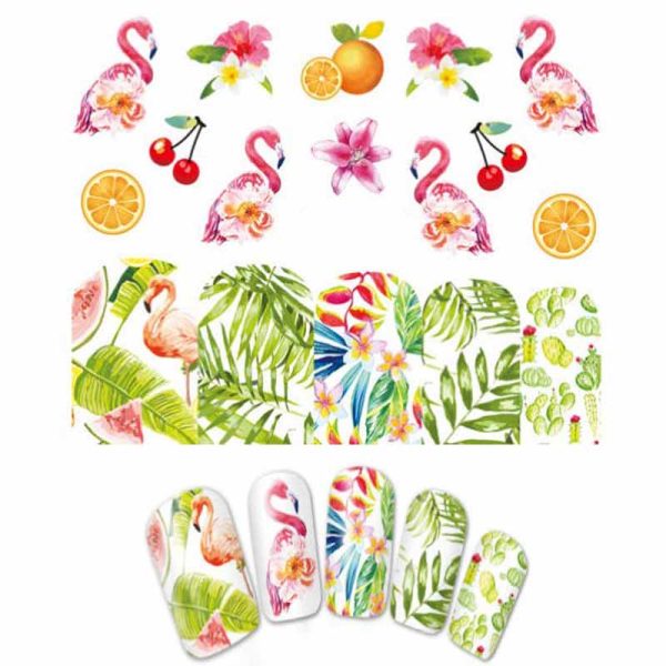 Flamingo Nail Water Decals Design 916