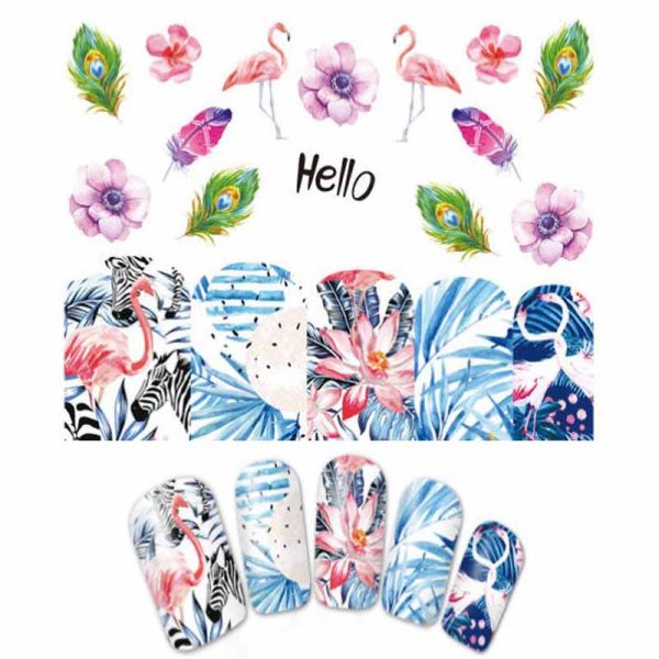 Flamingo Nail Water Decals Design 918jpg