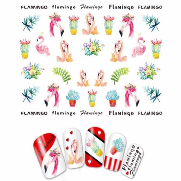 Flamingo Nail Water Decals Design 920