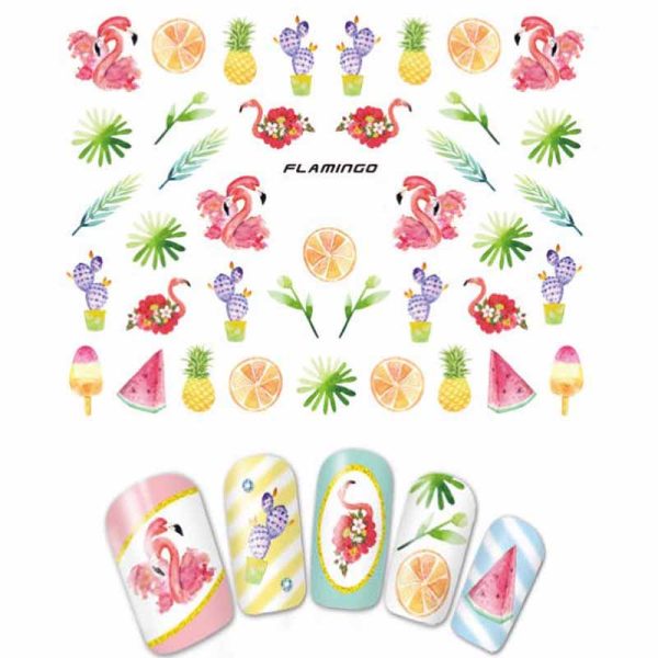 Flamingo Nail Water Decals Design 921jpg