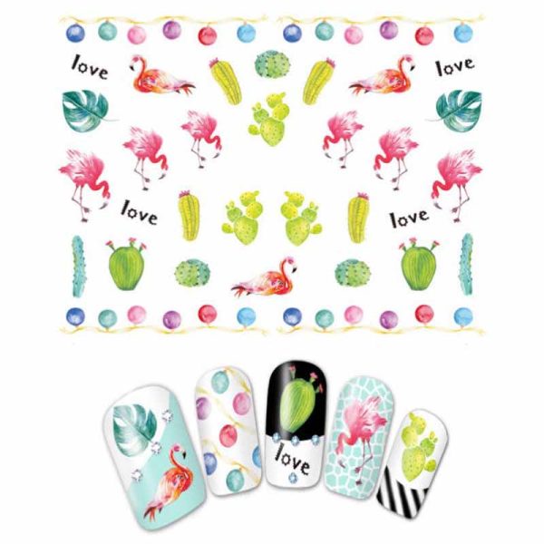 Flamingo Nail Water Decals Design 922jpg