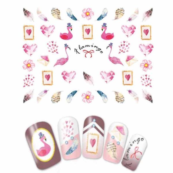 Flamingo Nail Water Decals Design 923