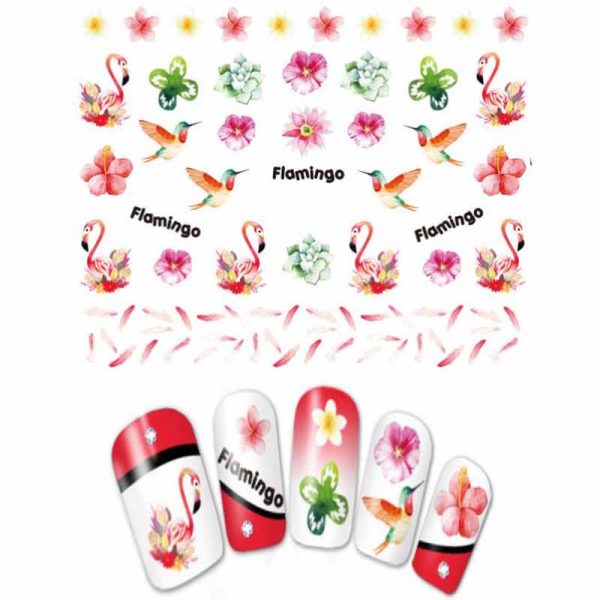 Flamingo Nail Water Decals Design 924