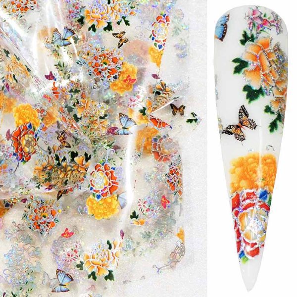 Butterfly And Flowers Glitter Transfer Foil Design 15