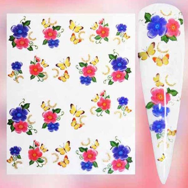 Butterfly And Flowers Water Decal Design 128