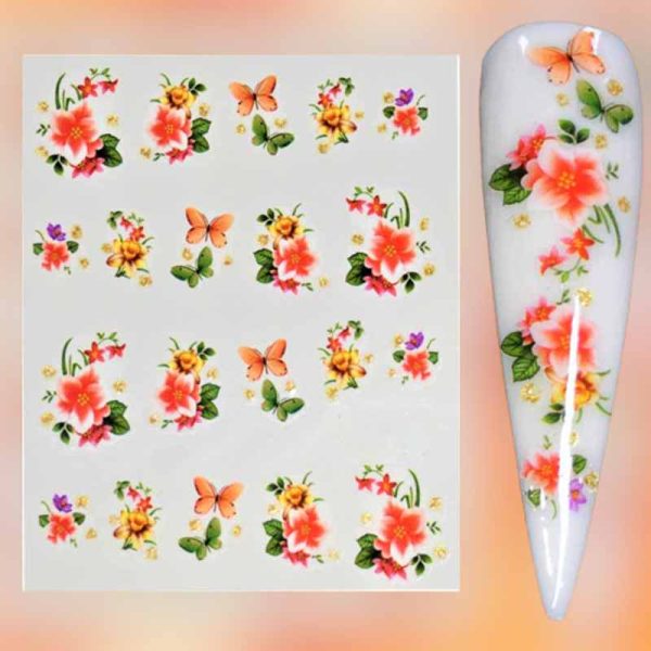 Butterfly And Flowers Water Decal Design 130