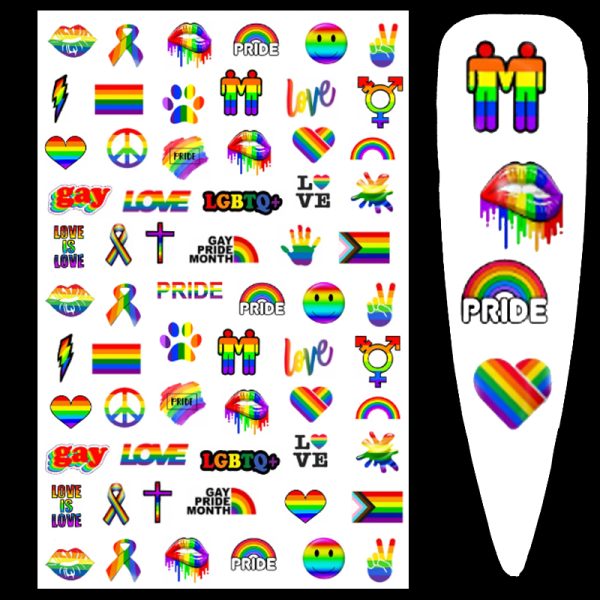 Gay Pride Nail Art Water Decals