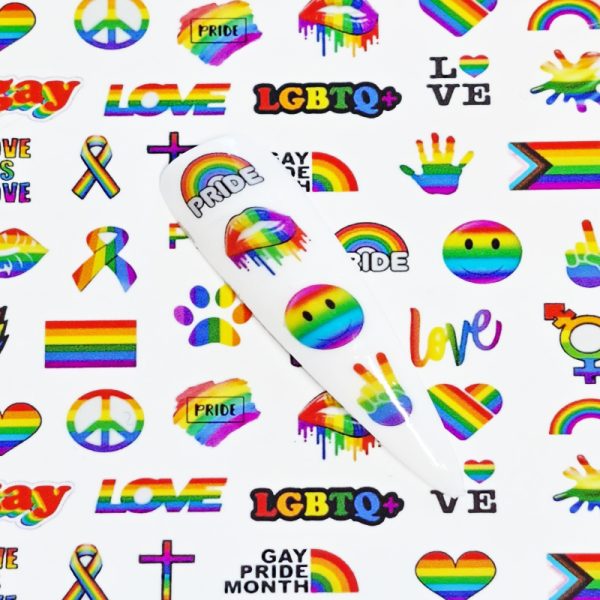 Gay Pride Nail Art Water Decals LGBTQ Nail Decals Rainbow Nail Decals - Image 4