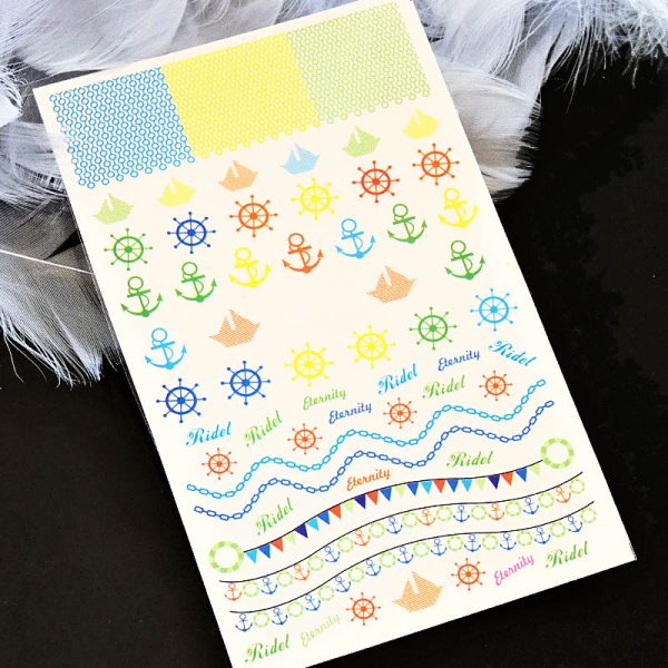 Nautical Anchor Helm Bunting Chain Summer Water Decals Design 162