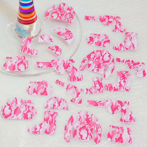 Army Camouflage Pink Table Confetti