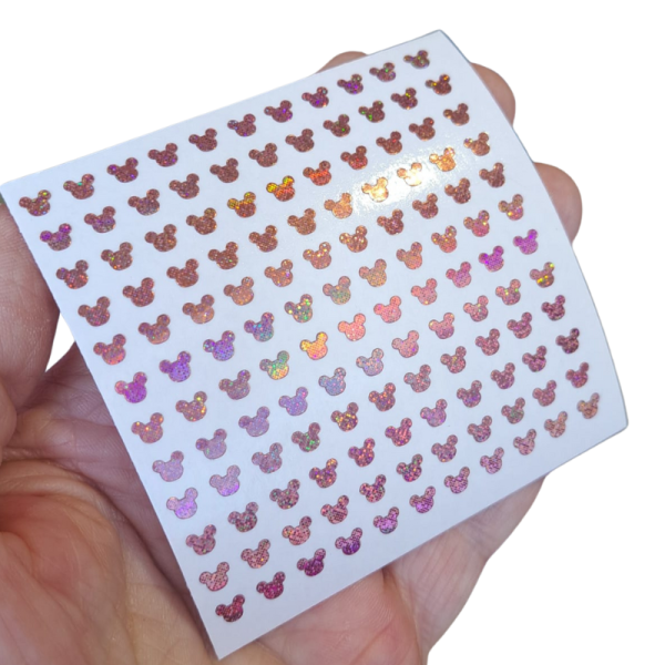 Rose Gold Holographic Mickey Head Vinyl Stickers