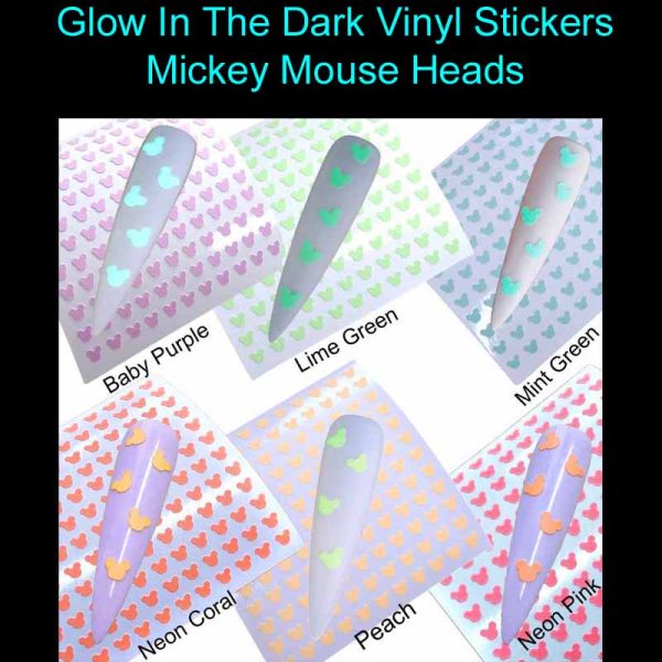 Glow In The Dark Vinyl Stickers Mickey Mouse Heads