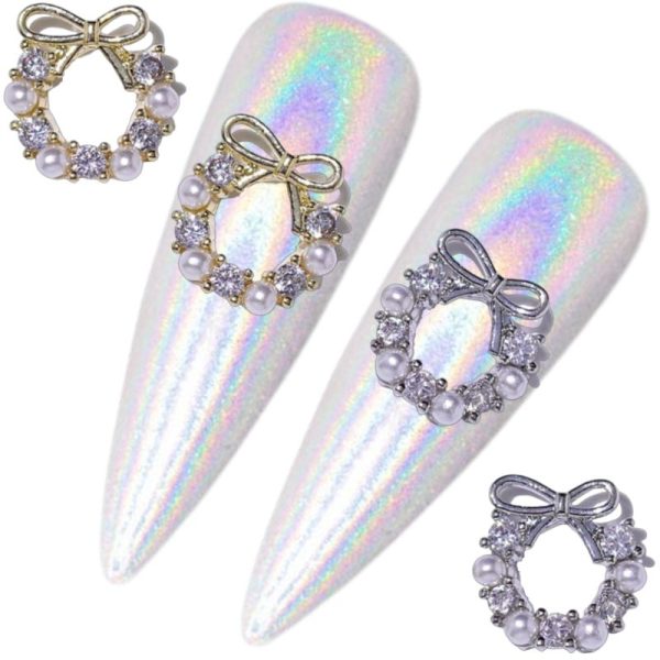 Christmas Crystal & Pearl 3D Wreath Nail Art Charms