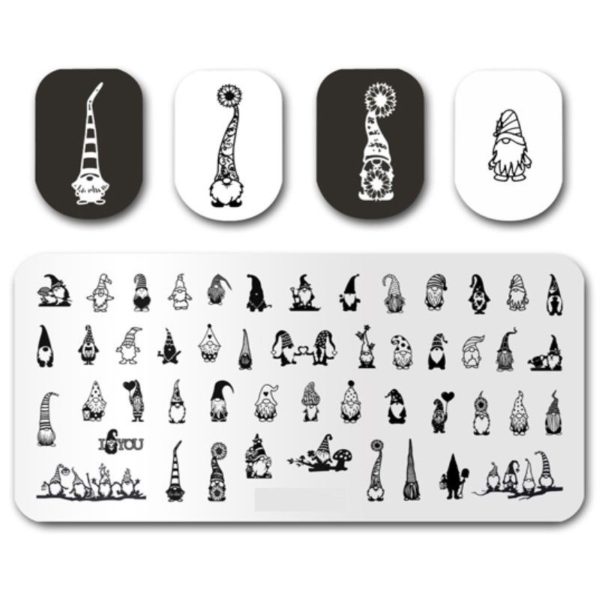 Gnome Nail Stamping Plate Gonk Stamping Plate Design 135 - Image 2