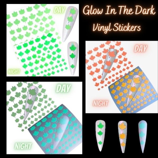 Maple Leaf Glow In The Dark Vinyl Stickers