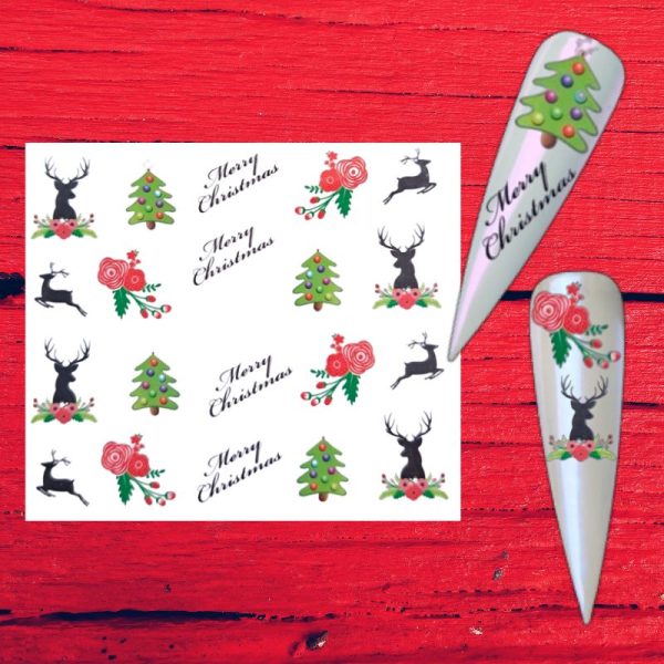 Reindeer And Xmas Trees Christmas Water Decal Design 1176