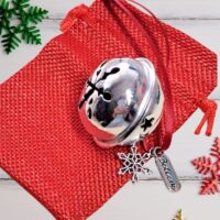 I Believe Jingle Bell With Hessian Pouch Bag, I Believe Jingle Bell, Silver Believe Jingle Bell Xmas Santa Bell Stocking Filler Xmas Eve Box