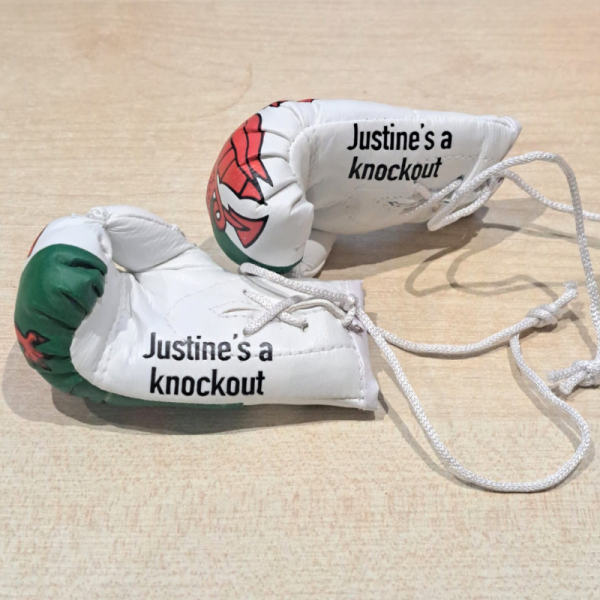 Personalised Welsh Mini Boxing Gloves For Cars & Gifts Commemorative Boxing Wales Mini Boxing Gloves - Image 3