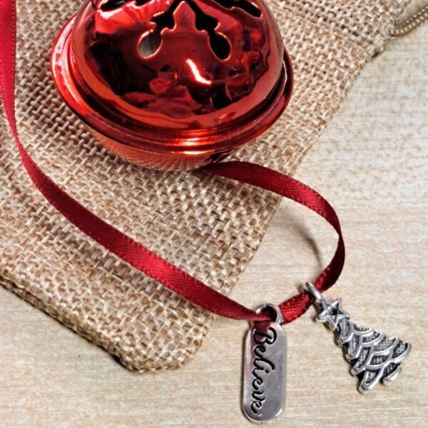 I Believe Jingle Bell With Hessian Pouch Bag, I Believe Jingle Bell, Red Believe Jingle Bell, Xmas Santa Bell Stocking Filler, Xmas Eve Box - Image 2