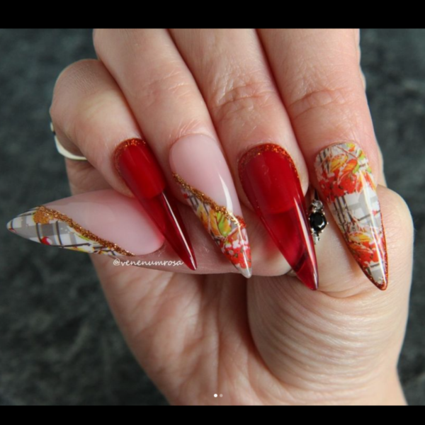 Tartan Autumn Leaf Nail Transfer Foil - Image 2