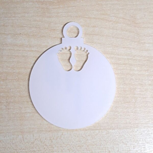 Acrylic Blank Baby Feet Bauble 9.7cm x 8cm x 3mm