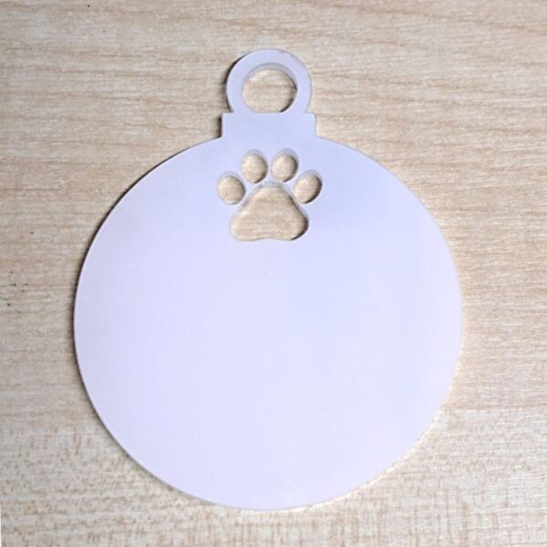Acrylic Blank Paw Print Bauble 9.7cm x 8cm x 3mm (1)