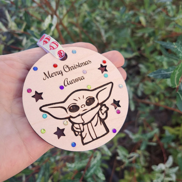 Personalised Baby Yoda Christmas Bauble Baby Yoda Star Wars Xmas Bauble