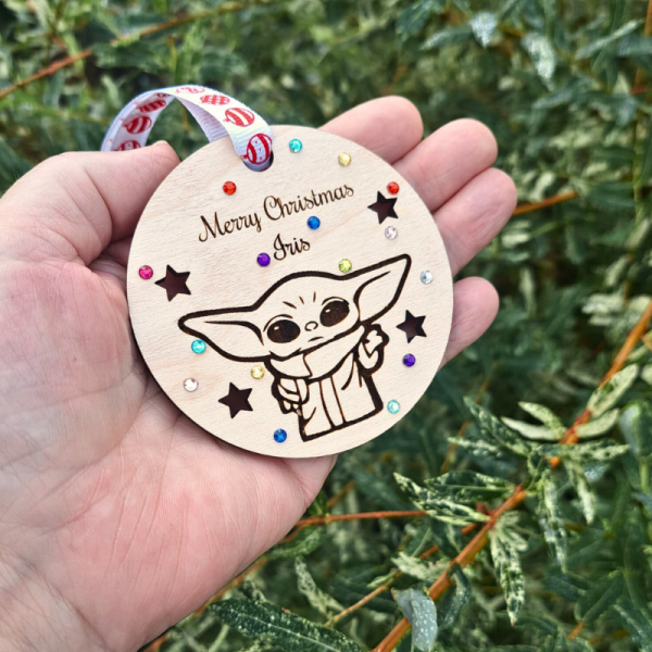 Personalised Baby Yoda Christmas Bauble Baby Yoda Star Wars Xmas Bauble - Image 5