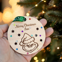 The Grinch Bauble The Grinch Personalised Bauble The Grinch Crystal Christmas Bauble Xmas Wooden Rustic Grinch Baubles