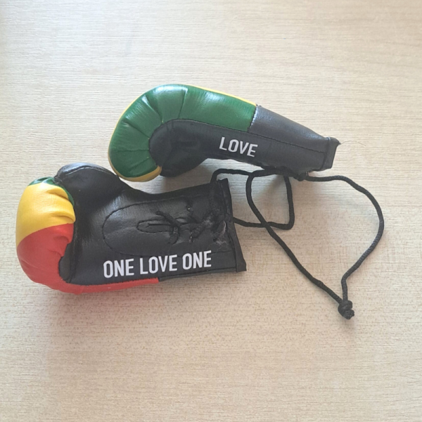 Personalised Jamaican Mini Boxing Gloves For Cars & Gifts Jamaican Boxing Rasta Mini Boxing Gloves - Image 2