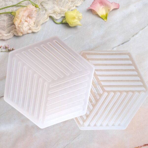 Hexagon Coaster Concrete Pattern Effect