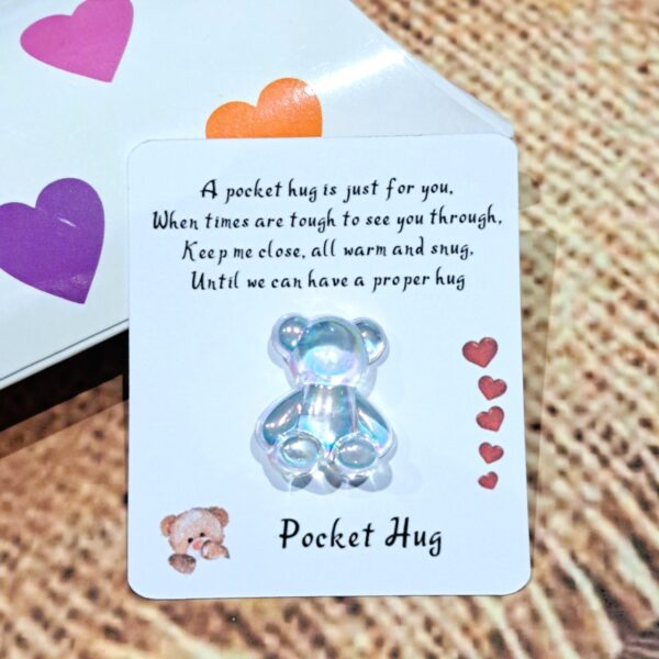 Teddy Bear Pocket Hug Pebble Comfort Hug Anxiety Bear Hug Stress Reliever Worry Bear Back To School Friends Gift Mental Health Bear Hug - Image 3