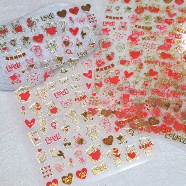 Valentine Teddy Bear Nail Stickers Design 836