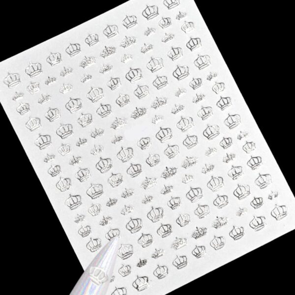 Crown Nail Art Stickers Design 86 Silver