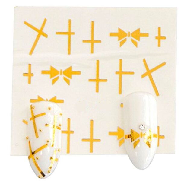 Gold Design With Bows Nail Water Decal Design - 086
