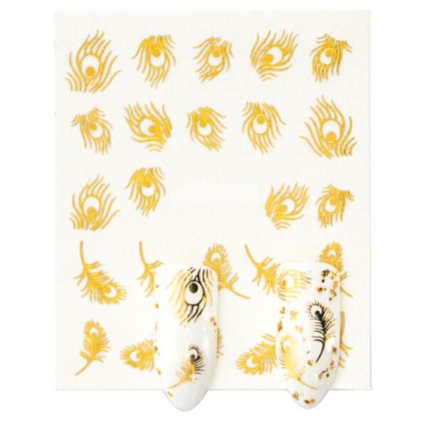 Gold Feather Design Nail Water Decal Design - 082