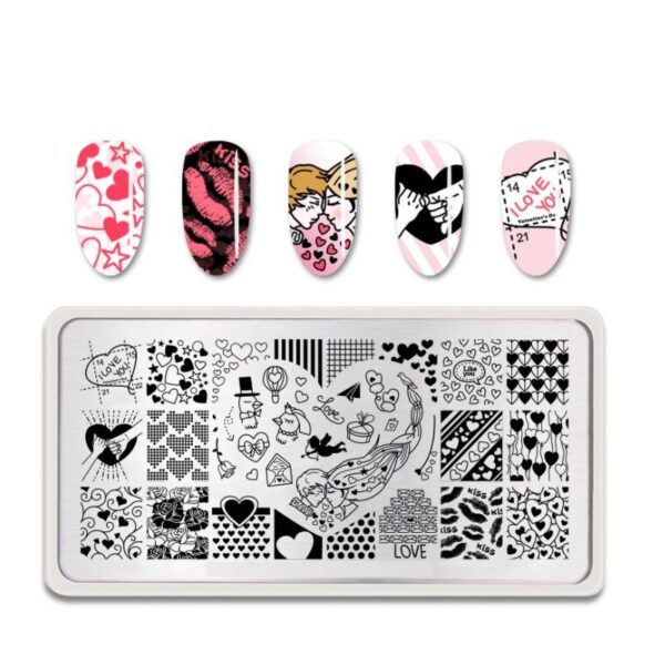 Love Nail Stamping Plate L006