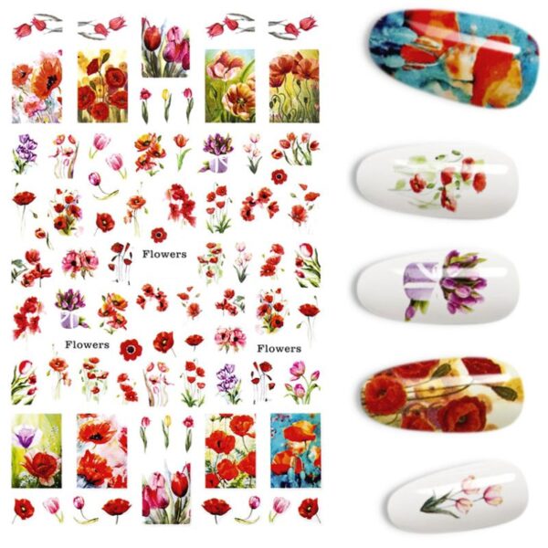 Poppy Nail Art Stickers Design 577