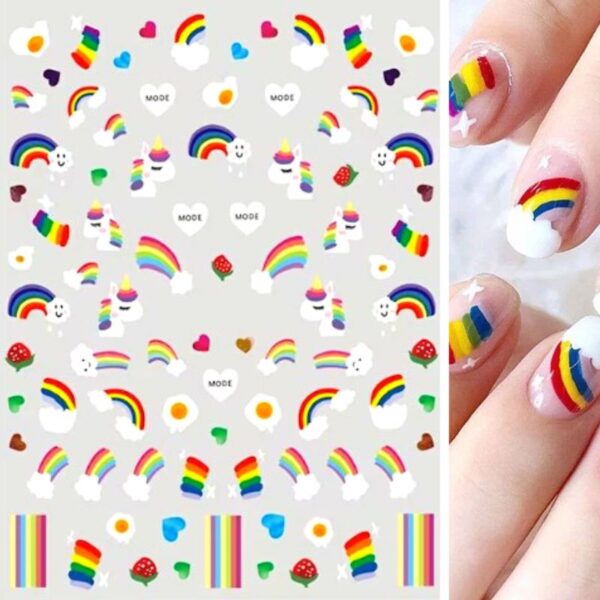 Rainbow And Unicorn Nail Stickers Design 359