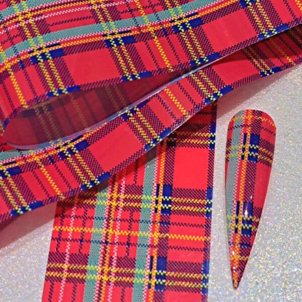 Red Royal Stewart Tartan Nail Transfer Foil