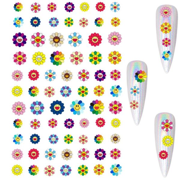 Smiley Flowers Nail Decals