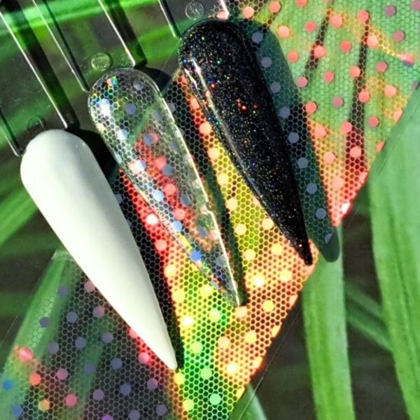 Dot and Honeycomb Silver Holographic Nail Transfer Foil 1 Metre Length - Image 2